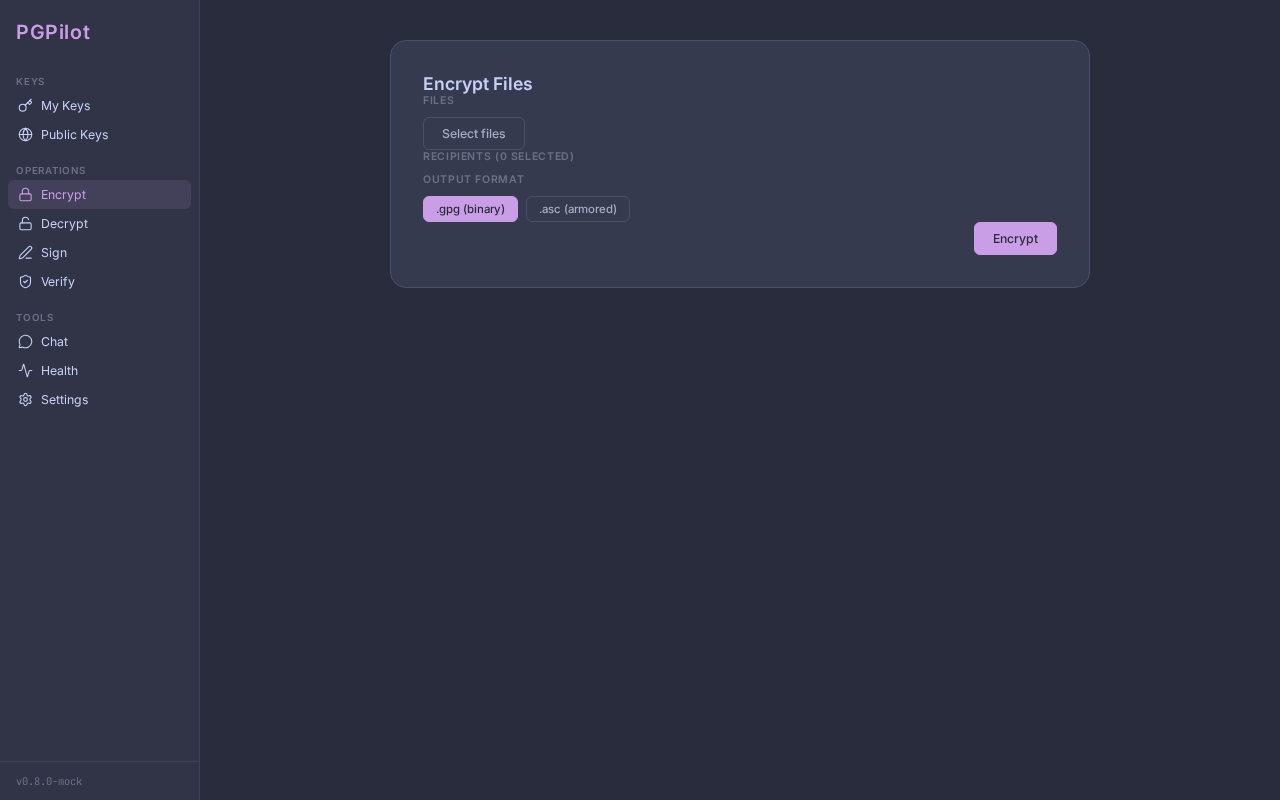 Encrypt view — Catppuccin theme