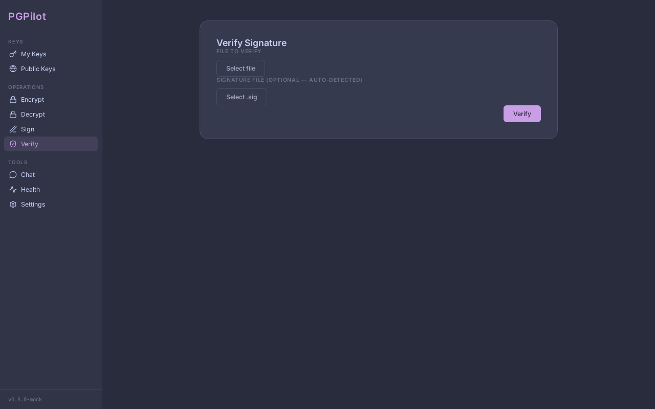 Verify view — Catppuccin theme